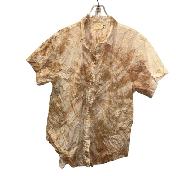 nation sand tie dye cotton short sleeved button down shirt M - Picture 1 of 4